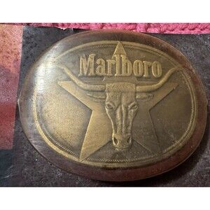Vintage Solid Brass Marlboro Longhorn Belt Buckle